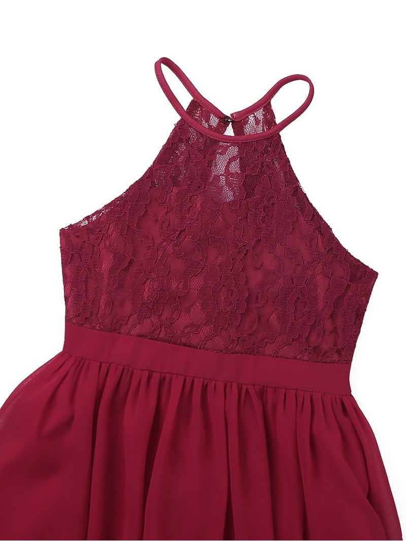 Aiihoo Kids Girls Halter Neck Chiffon Lace Long Dresses Wedding Evening Party Dance Prom Maxi Gown Dress Burgundy 14 - Walmart.com Aiihoo Kids Girls Halter Neck Chiffon Lace Long Dresses Wedding Evening Party Dance Prom Maxi Gown Dress Burgundy 14 - Walmart.com