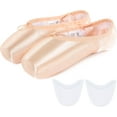 thumbnail image 4 of Ballet Pointe Shoes Pink Professional Dance Shoes with Sewn Ribbon and Silicone Toe Pads for Girls Women, 4 of 5