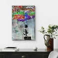thumbnail image 3 of Wall26 Framed Canvas Wall Art Little Girl Tagging Banksy Graffiti & Street Art Urban Architecture Cityscape Grunge Dark Print Hip-pop Style Abstract Art Decor for Bedroom/Office - 12"x18", 3 of 5