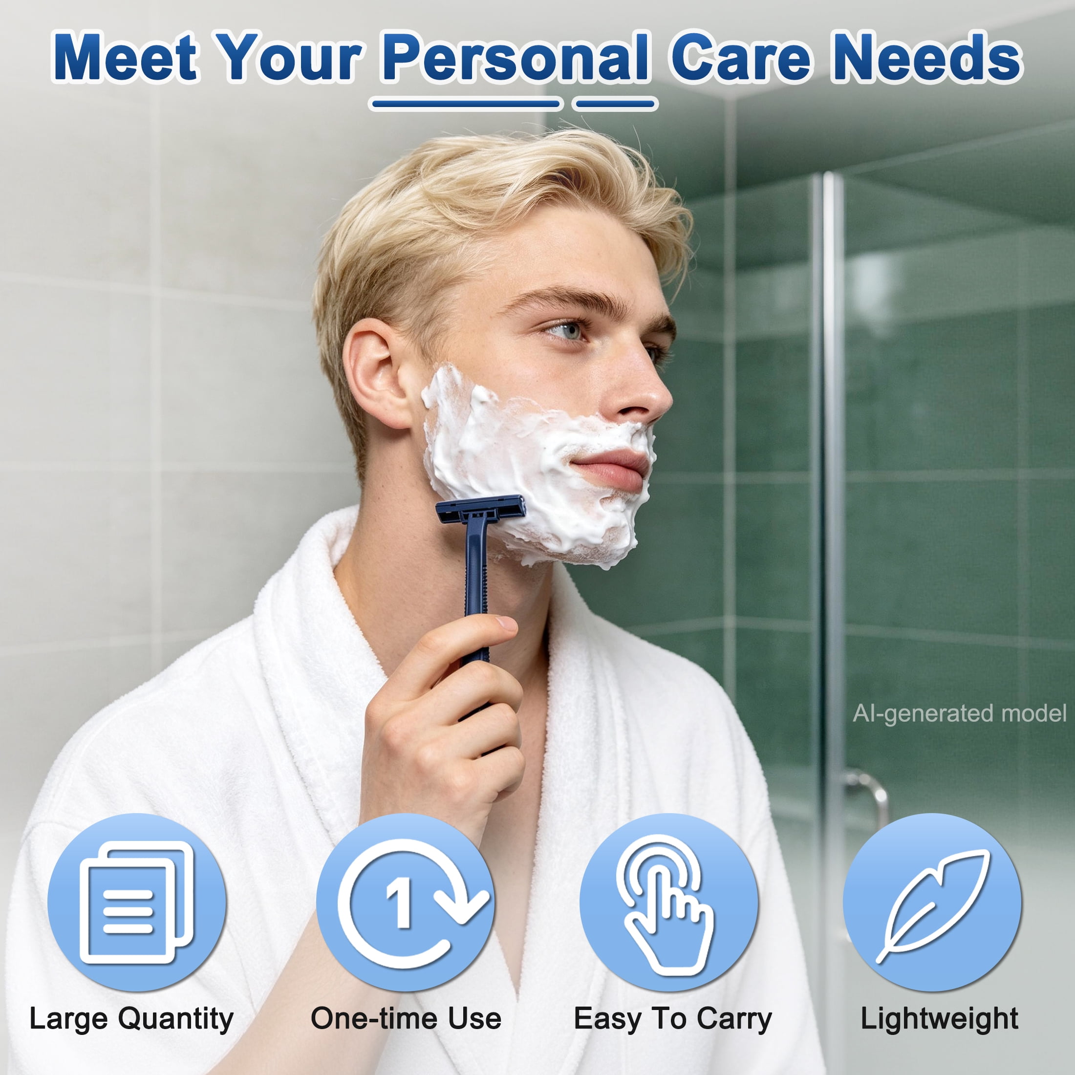 12 Pack Disposable Razors for Men, Men's Disposable Shaving Razors, Triple Blade Disposable Shaving Razors with Lubricating Strip, Anti-Slip Handle Disposable Shaver for Travel Hotel Home Daily Shave