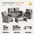 thumbnail image 5 of ELPOSUN Wicker Patio Furniture Set, 4 Piece Outdoor Sectional Conversation Sets, Gray PE Rattan Patio Sofa Set for Balcony, Porch, Backyard, Grey, 5 of 6