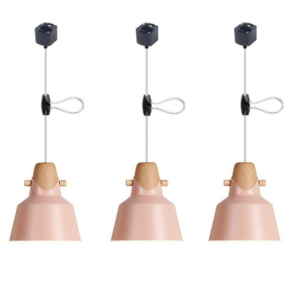 JLOWCO Adjustable H Track Pendant Lighting 3 Pack Living Room Modern Pendant Led Lighting Fixtures Ceiling Kitchen Table Light Fixture Pink (LED Bulb Include)