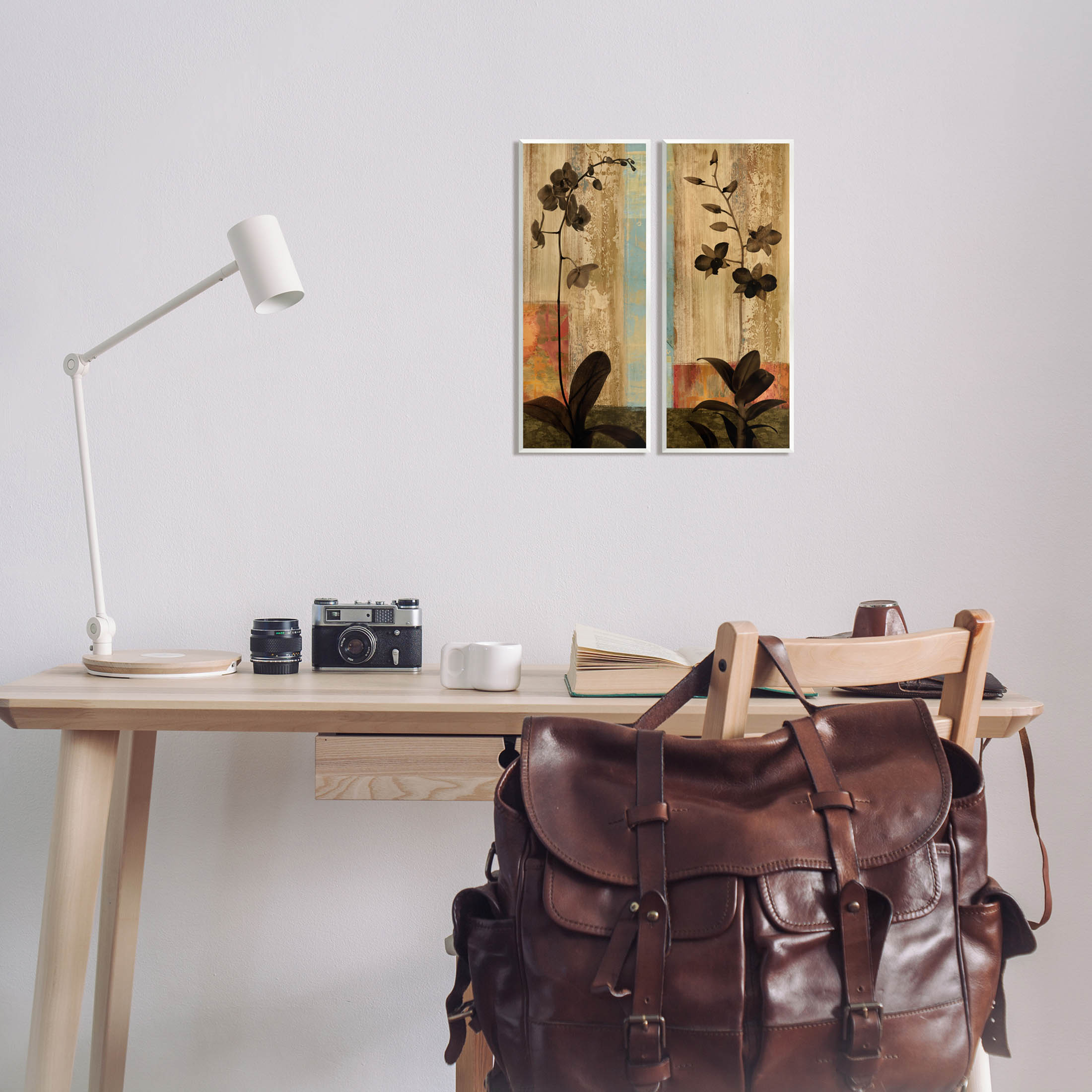 Modern Boho Orchid Blooming Botanical & Floral Graphic Art Unframed Art Print Wall Art, Set of 2