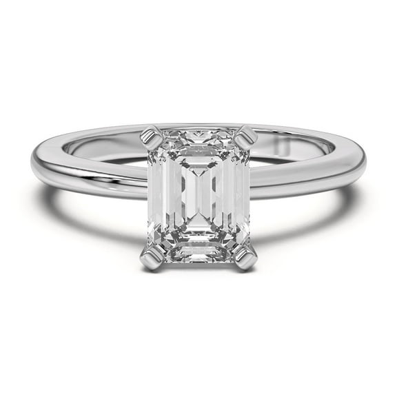 Kiva Jewel 1.99 Ct Emerald Cut Lab Created Diamond Engagement Ring - 14K White Gold Plated Ring for Women - Beautiful Wedding Jewelry - Happy Anniversary Gifts Bag for Him - Engraved Wedding Gifts