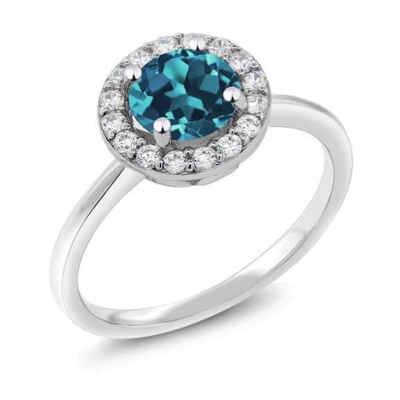 Gem Stone King 925 Sterling Silver Engagement Ring Topaz and Moissanite (1.94 Cttw) (Size 9)
