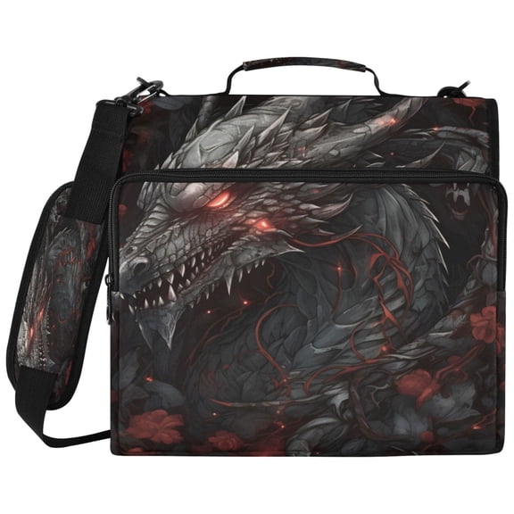 ALAZA Zipper Binder Dragon in Flower Pattern 2 inch 3 Ring 500 Sheet Capacity Trapper Keeper File Folder Organizer Bag