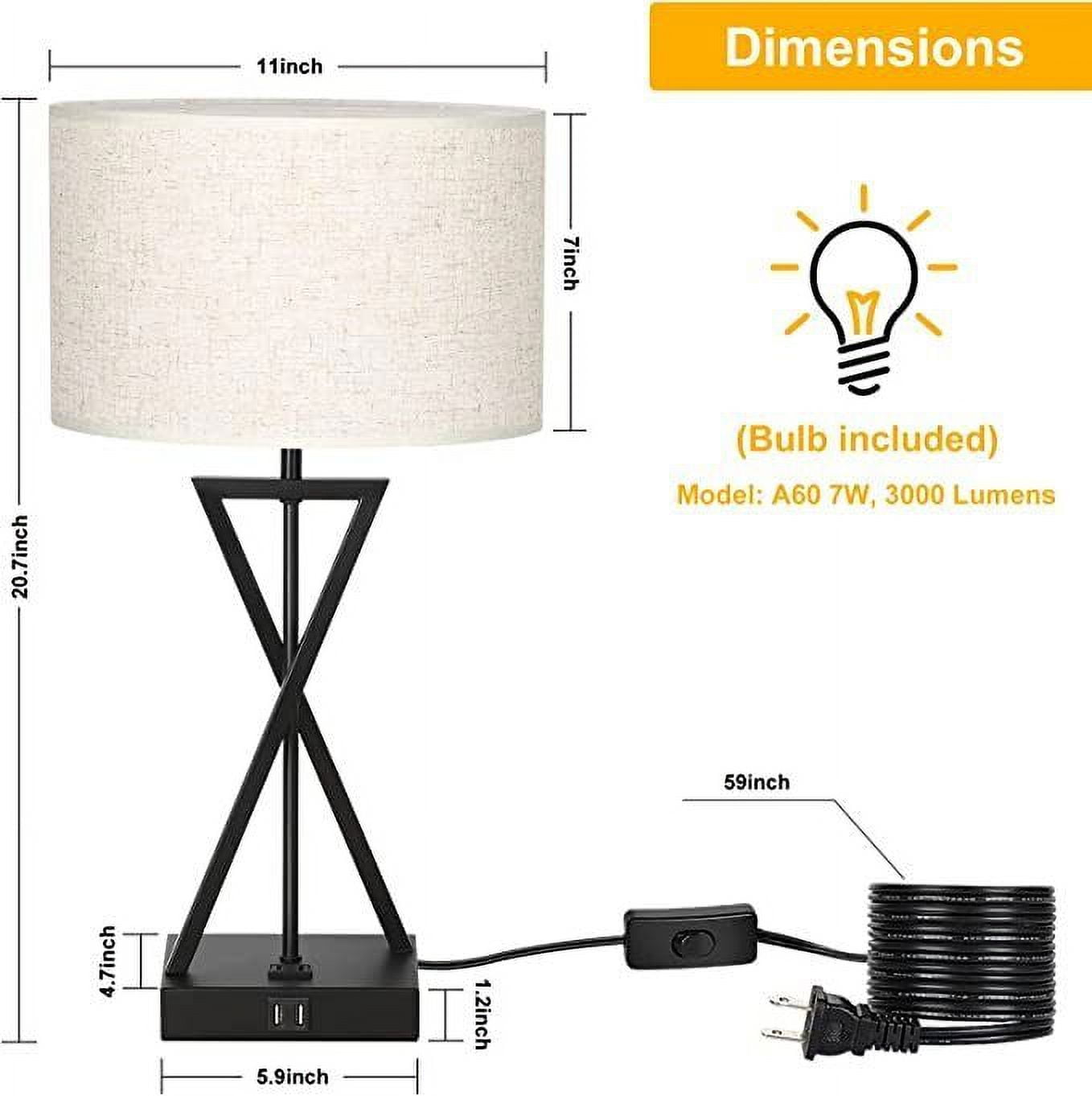 Table Lamp Set of 2 Table Lamps for Living Room (White,3 Touch Control Ways)