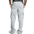 thumbnail image 4 of qolati Men's Fleece Cargo Sweatpants Open Bottom Stretch Elastic Waist Baggy Joggers Casual Loose Fit Athletic Drawstring Workout Gym Pants, 4 of 6
