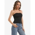 thumbnail image 2 of Women's Solid Casual Summer Ruched Side Double Layered Tube Top, 2 of 4
