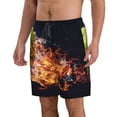thumbnail image 2 of KLL Tennis Ball In Fire1 Men's Casual Summer Beach Shorts Hawaiian Shorts with Pockets-X-Large, 2 of 5
