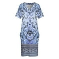 thumbnail image 3 of Vestido elegante con bolsillos sueltos, estilo barroco, con estampado floral griego, en negro, plata y azul. Ropa estética., 3 of 6