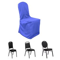 Efavormart 20PCS | Round Top Royal Blue Polyester Banquet Chair Covers Linen Dinning Chair slipcover For Wedding Party Event Catering