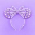 thumbnail image 3 of Diadema de Mickey Mouse para niña y mujer, bandanas de algodón suave con lazo, perlas blancas de Disney, accesorios para el cabello de Minnie para Festival, 3 of 5