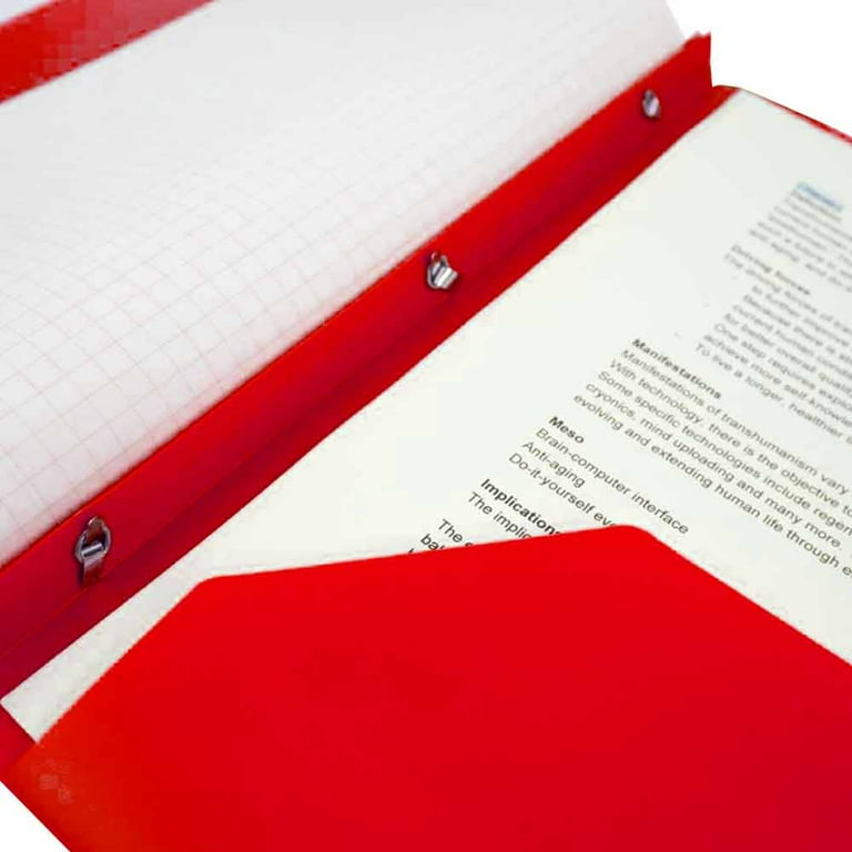 48 PC Plastic Pocket Folders Brads School Folder 3 Prongs Letter