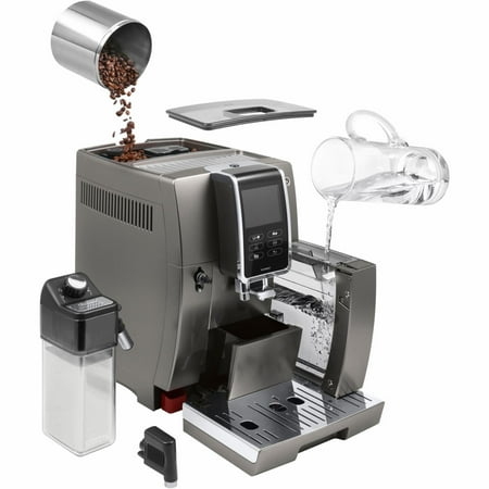 De'Longhi - Dinamica Plus Connected Fully Automatic Espresso Machine with Built-in Grinder - Titanium