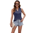 thumbnail image 3 of Womens Tank Tops 2025 Loose Button Down V Neck Flowy Summer Tops Basic Beach Vacation Outfits Navy Blue S, 3 of 6