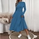 thumbnail image 1 of TaTaai Women‘s Knit Ribbed Midi Dress, Long Sleeve Mock Neck Solid Color Casual Dress, Crew Neck Sweater Dress for Fall Winter Daily Wear Gift, 1 of 5