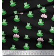 thumbnail image 2 of Soimoi Poly Georgette Fabric Lotus & Frog Kids Print Fabric by The Yard 52 Inch Wide, 2 of 3