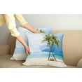 thumbnail image 3 of Ambesonne Hawaii Throw Pillow Cover 2 Pack, Beach Palm Trees Rock, 16", Green Blue, 3 of 6