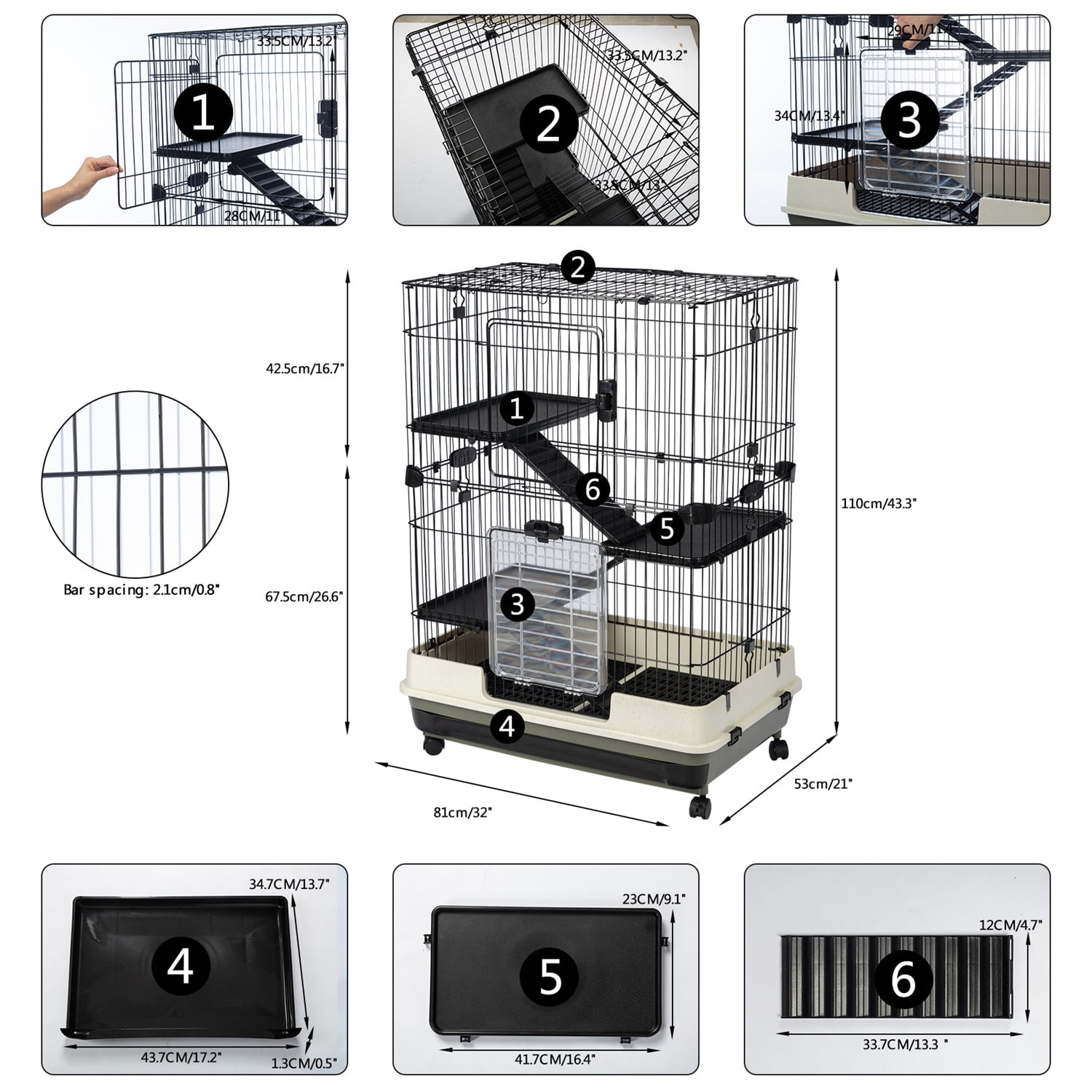 Pefilos 3-Tier Hamster Cage Gerbil Habitat Home, Small Pet Animals Cages Pefilos 3-Tier Hamster Cage Gerbil Habitat Home, Small Pet Animals Cages