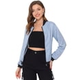 thumbnail image 1 of Chaqueta bomber Allegra K rompevientos con cremallera Gris XL para mujer, 1 of 5