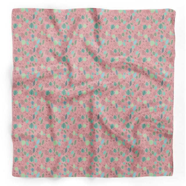 Bimba Feuilles Roses Art Folklorique Pur Soie Imprimé Bandeaux pour la Tête Foulard d'Été pour le Cou 40 x 80 Pouces