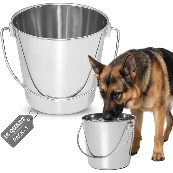 Round Stainless Steel Bucket Without Hooks - 16 Quarts