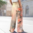 thumbnail image 4 of Dress Pants Women Petite High Waisted Wide Leg Summer Beach Vacation Pants Boho Lounge Casual Palazzo Trousers, 4 of 7