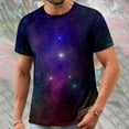 thumbnail image 4 of Penkiiy Galaxy Printed Shirt , Mens Vintage Casual Loose Short Sleeve Tee Tops 2XL Purple, 4 of 9
