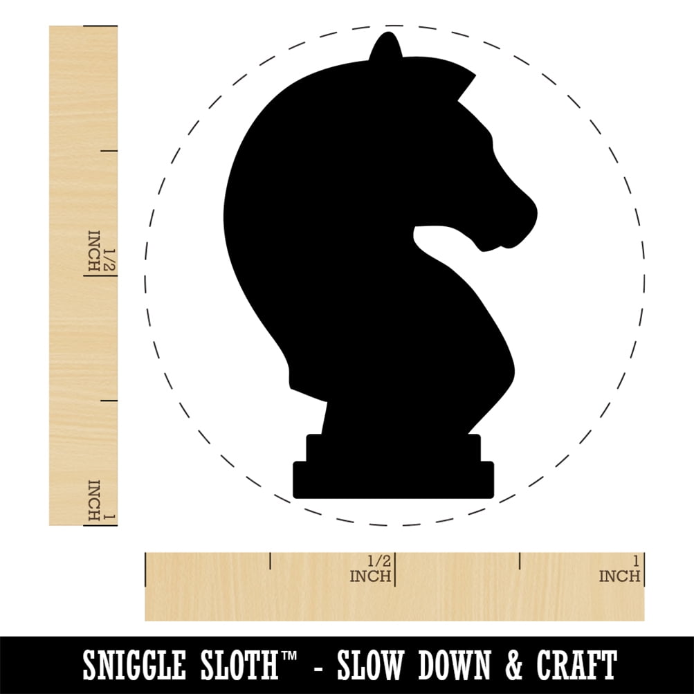 Chess Knight Piece Self-Inking Rubber Stamp Ink Stamper - Blue Ink - Medium 1 Inch