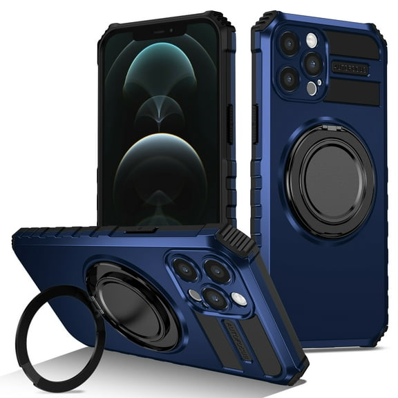 For iPhone 16 Plus Case with Ring Stand,2-Layer Full Body Heavy Duty Shockproof Rugged,360°Rotatable Ring Holder Magnetic Kickstand,Non-Slip Protective Phone Case for iPhone 16 Plus,Royalblue