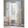 thumbnail image 3 of Retro Ocean Sheer Curtains 96 Inch Long 2 Panels, Beach Coral Shell Sand Coastal Conch Light Filtering Rod Pocket Curtains, Sheer Voile Drapes for Living Room Bedroom, 52"x96", 3 of 8