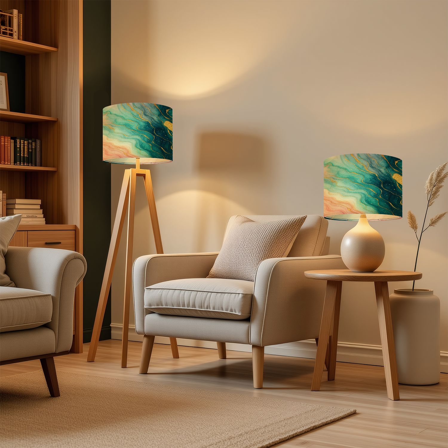 Lampshades 2 Pack Marble Wall poster Abstract pastel pink teal gold white marble alcohol 13"x13"x10" Light Shade for Table Lamps Floor Lamps Drum Lamp Shades Lampshade Replacement Easy Assembly