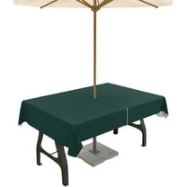 Deep Green Outdoor Tablecloth with Umbrella Hole and Zipper, Solid Color Table Cover for Rectangle Tables Waterproof Tabletop Collection for Patio, Garden, Picnic, Camping 60 x 102 inch