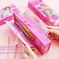 thumbnail image 1 of Estuche para lápices multifuncional automático con cerradura de combinación deformable para niñas, estuche de papelería para niños, estuche para lápices para estudiantes de primaria, gran capacidad, 1 of 1