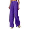 thumbnail image 1 of Pantalones palazzo de cintura alta y pierna ancha para mujer: plisados, fluidos, cintura elástica, poliéster, estilo informal de negocios, tallas S-XXL, 1 of 4