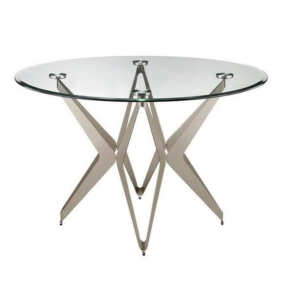 Furniture of America Fedora Modern Metal Round Dining Table in Champagne Gold