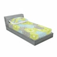 thumbnail image 3 of Floral Bedding Set with Sheet & Covers, Pastel Colored Flowers with Folk Style Effects Design Nature Print, Printed Bedroom Decor 2 Shams, 4 Sizes, Apple Green Aqua Grey, by Ambesonne, 3 of 3