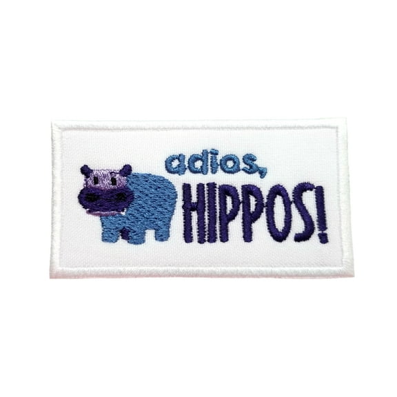Funny Cute Animal Phrases Adios Hippos Embroidered Iron On Patch