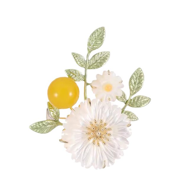 Mujer Broche de Margarita, Broche de Flor Blanca Elegante Alfiler para Bufanda Bisutería