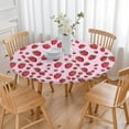 thumbnail image 3 of Strawberry Plants Fruit Dot Pink Pattern Round Fitted Tablecloth with Elastic Edge,Dining Table Cover Waterproof,Outdoor Round Tablecloth for Camping,Dining,Indoor and Outdoor, 3 of 7