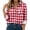 1-Pink, variant on Josdec Women's Plaid Button Down Shirt, Lapel Long Sleeve with Double Chest Pockets for Office Daily S‑2XL