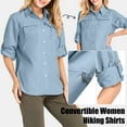 thumbnail image 3 of FEN AI Womens UPF 50+ Long Sleeve Button Down Shirts Quick Dry Fishing Hiking Gardening Shirts Blue, 3 of 8