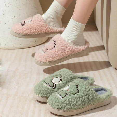 

Gubotare Fuzzy Slippers Women s Memory Foam Slippers Comfort Wool-Like Plush Fleece Lined House Shoes for Indoor & Outdoor Green 8.5