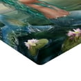 thumbnail image 2 of Ambesonne Mermaid Fitted Sheet, Mermaid and Magnolias, Twin XL Size, Sea Green Petrol Blue, 2 of 3