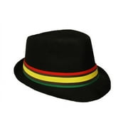 Rasta Color Fedora Adult Hat M/L One Size Gangster Trilby Hat Cuban Style Reggae