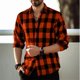 thumbnail image 1 of Camisas casuales de manga larga con estampado de cuadros para uso diario para hombres ropa sencilla estilo americano vintage camiseta de solapa de calle de gran tamaño, 1 of 6
