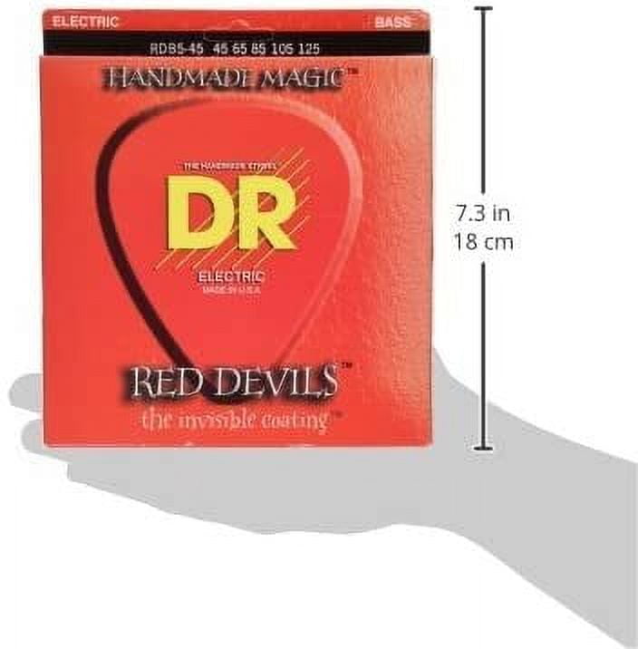 DR Strings Red Devils - Red Colored Bass Strings: 5-String Medium 45-125