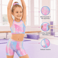 thumbnail image 5 of Two Piece Leotards for Girls Gymnastics with Shorts Ballet Tumbling Outfit Hollow Back Design, 5 of 13