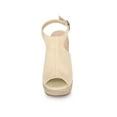 thumbnail image 6 of BLISSFUL STEP Women's Peep Toe Slingback Platform Wedge Heel Sandals Beige 9, 6 of 7